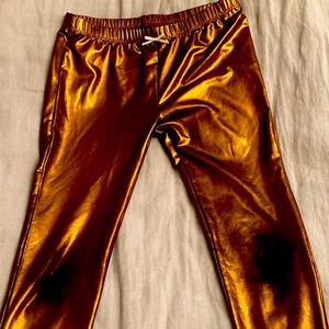 Pink chicken gold leggings